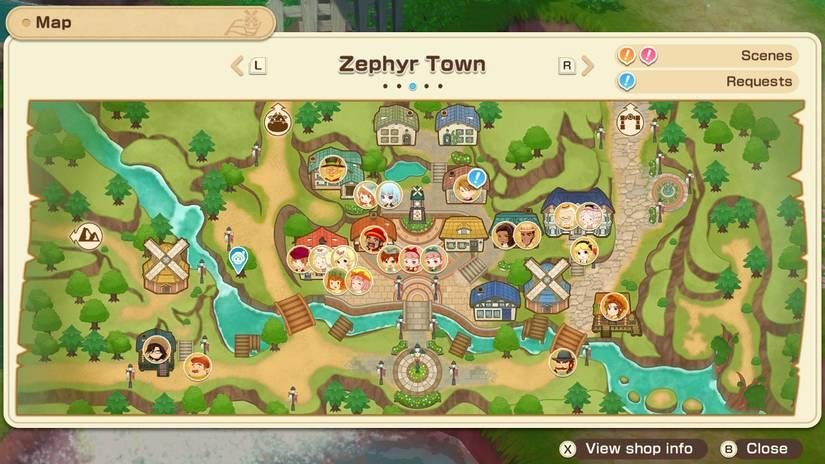 Screenshot of a map depicting the location of the player character. Image from Story of Seasons: Grand Bazaar.