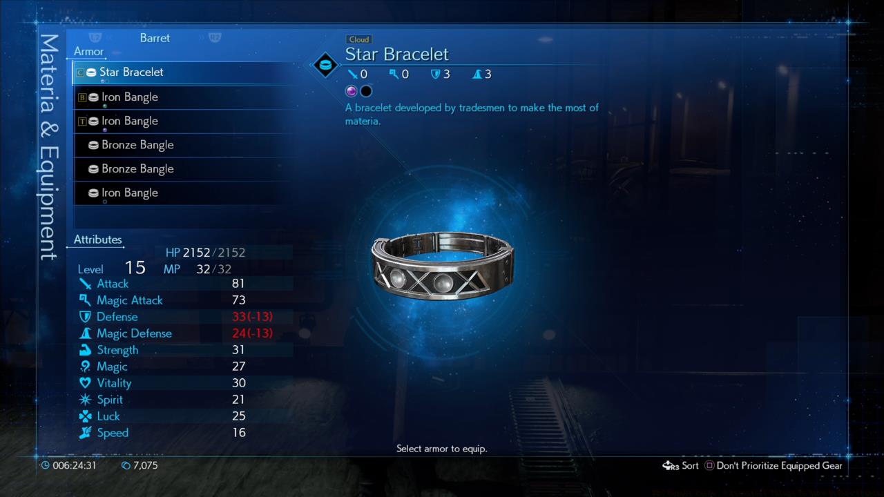 Better armor typically has more slots to insert Materia.