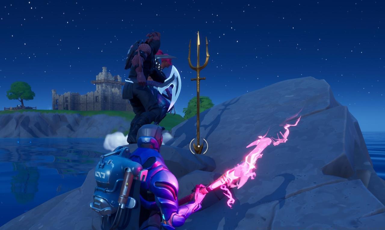 Aquaman's Trident sitting on a rock