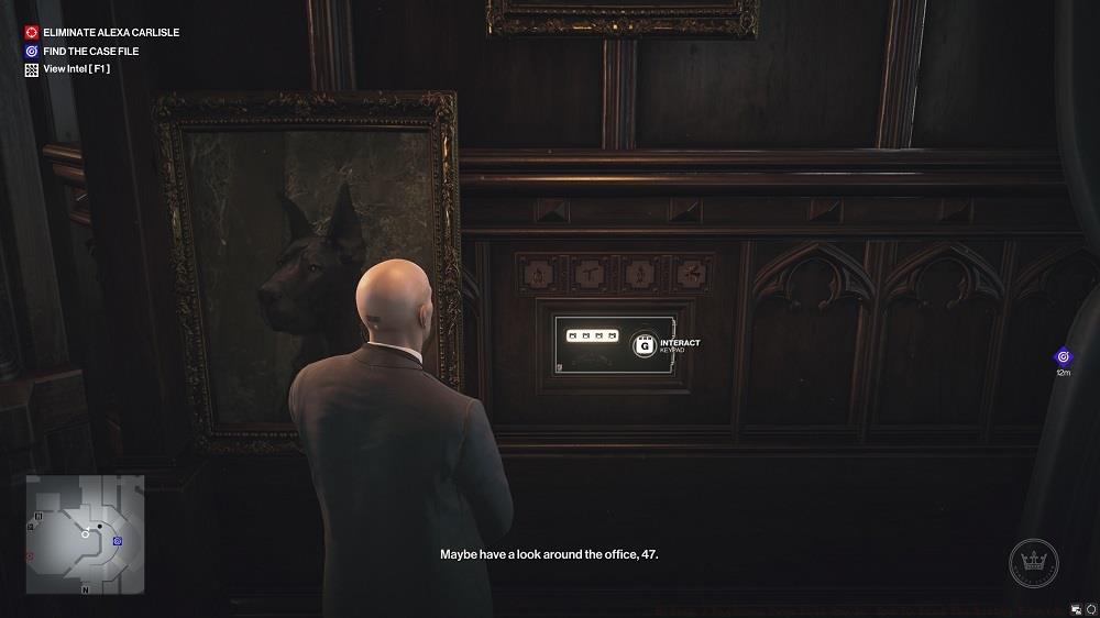 It's also possible to puzzle out the combination to Alexa Carlisle's safe and steal the file from her personal office, but you'll have to get there safely.