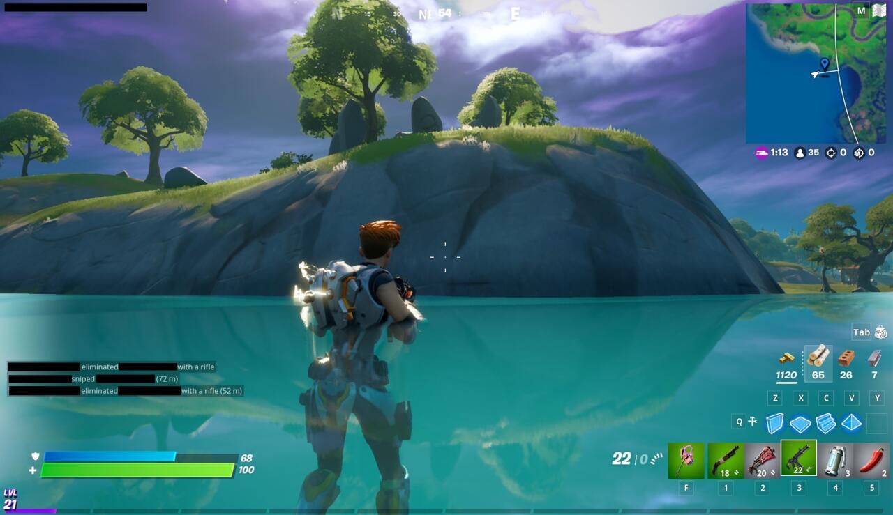 Stone statues south of Holly Hedges. The hidden bunker is just off the shore.