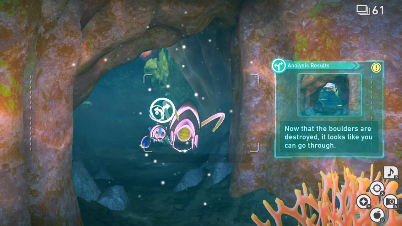 Once you manage to hit it with an Illumina Orb, the Clawitzer will then destroy the boulders blocking the entrance to the hidden route.