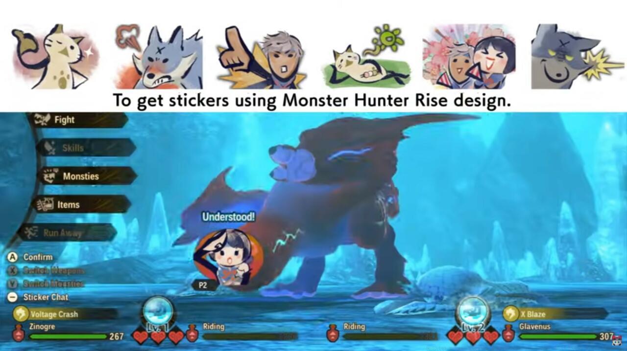 Monster Hunter Rise nabs you stickers from that game that you can use in Co-op and PvP.