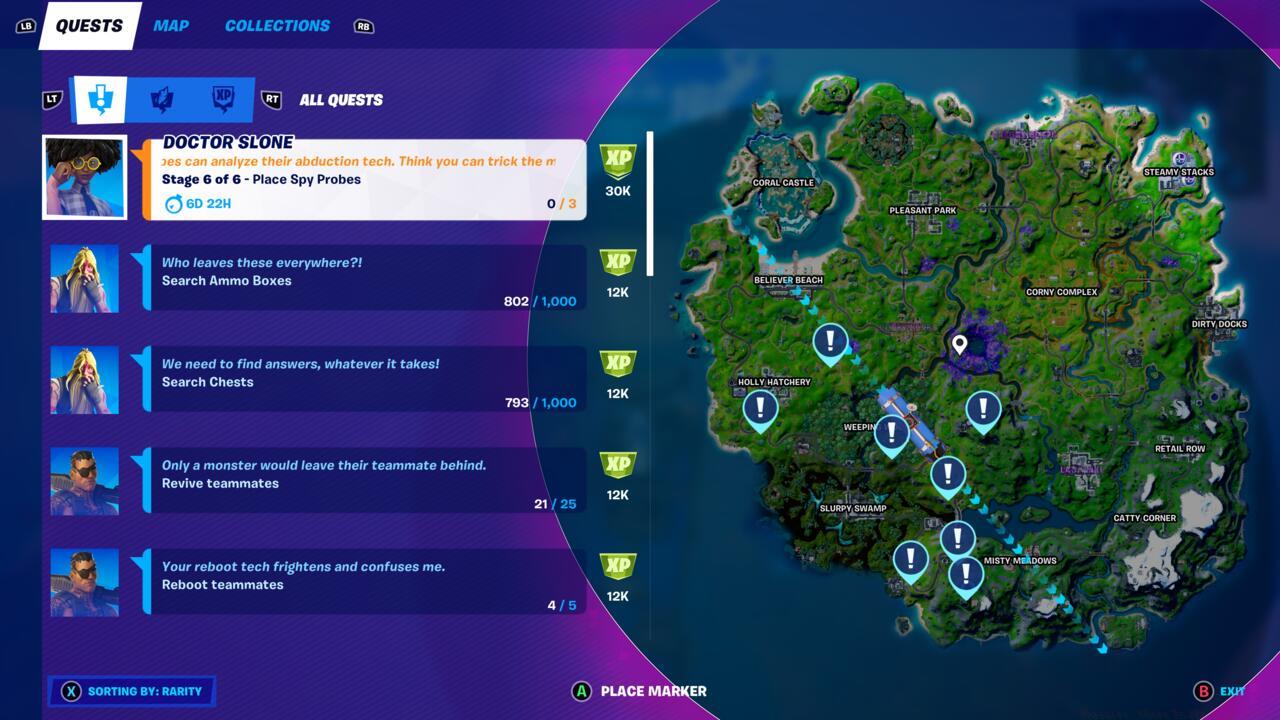 Spy probe locations in Fortnite