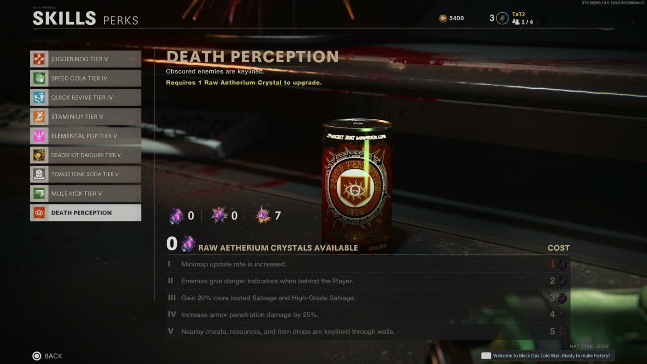 Death Perception Tier Upgrades