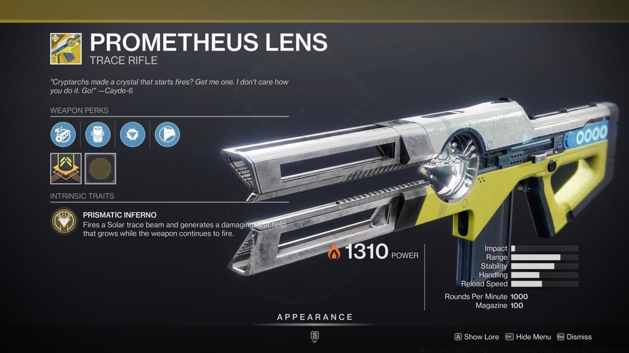 Prometheus Lens is a great option if you want to avoid dealing with a lot of recoil at distant ranges, both in PvE and PvP scenarios.