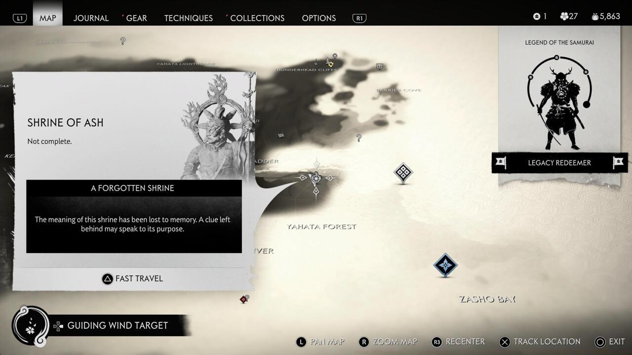 Head to the eastern coast of Iki, east of Tatsu's Ladder and north of Yahata Forest, to find the shrine.