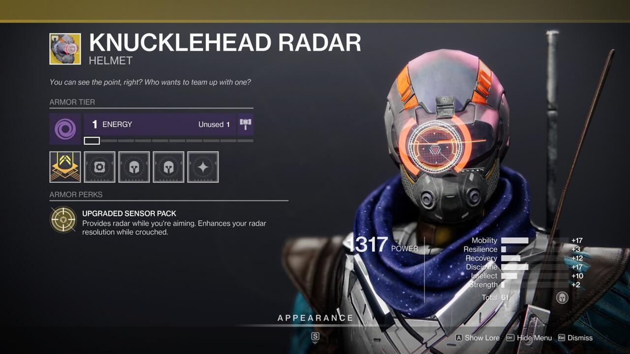Knucklehead Radar is a good go-to PvP Exotic when your Hunter build doesn't require something more specific.
