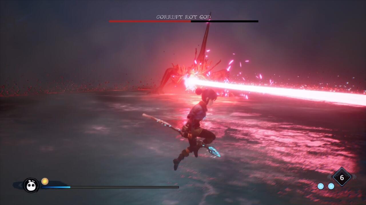 You can easily jump over or Spirit Dash through this laser beam attack, but make sure you're watching for it because it hits hard.