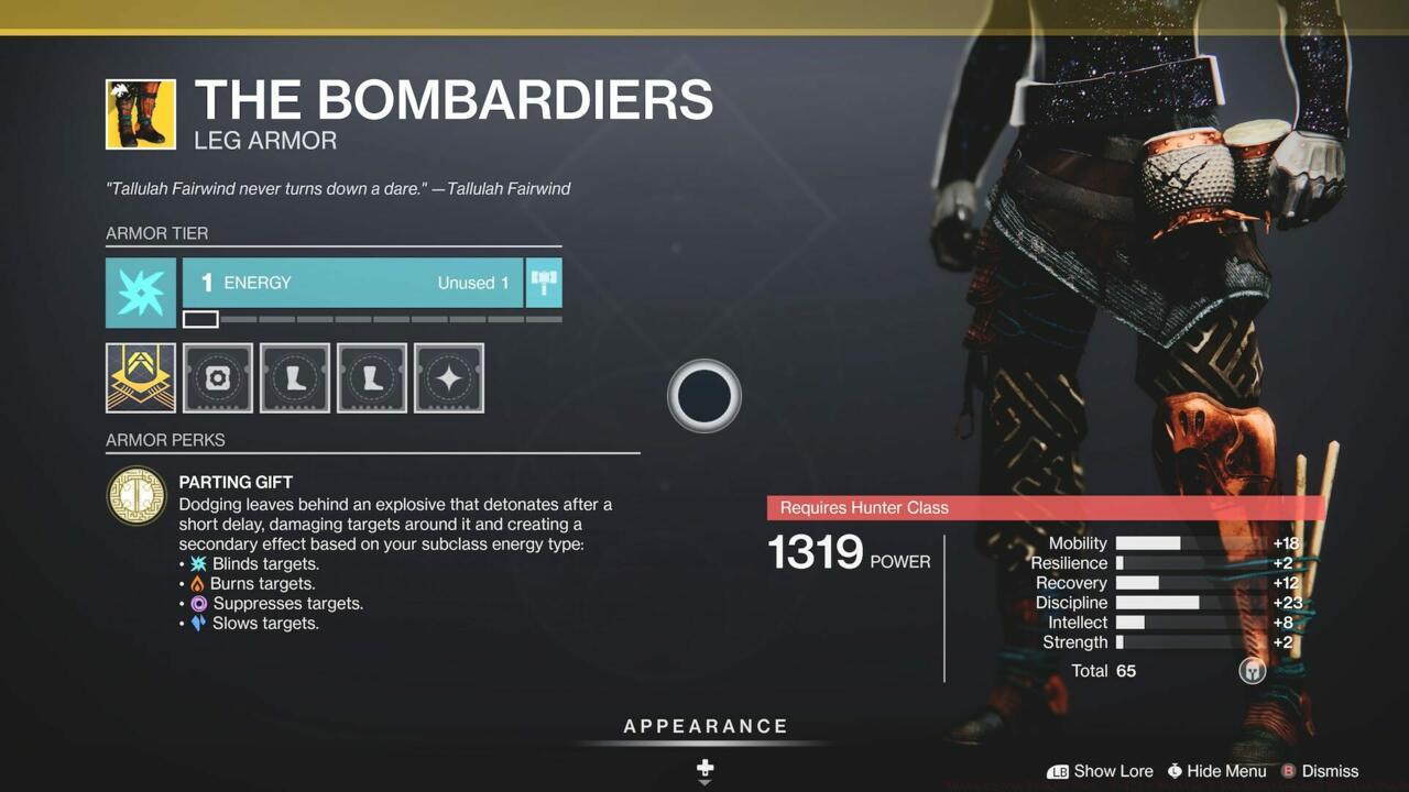 The Bombardiers are a nice cross-subclass leg armor