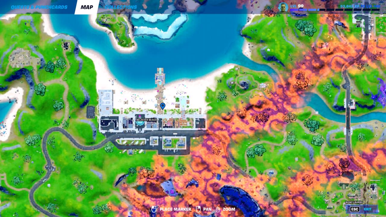 Find Ariana Grande on the boardwalk at Believer Beach.