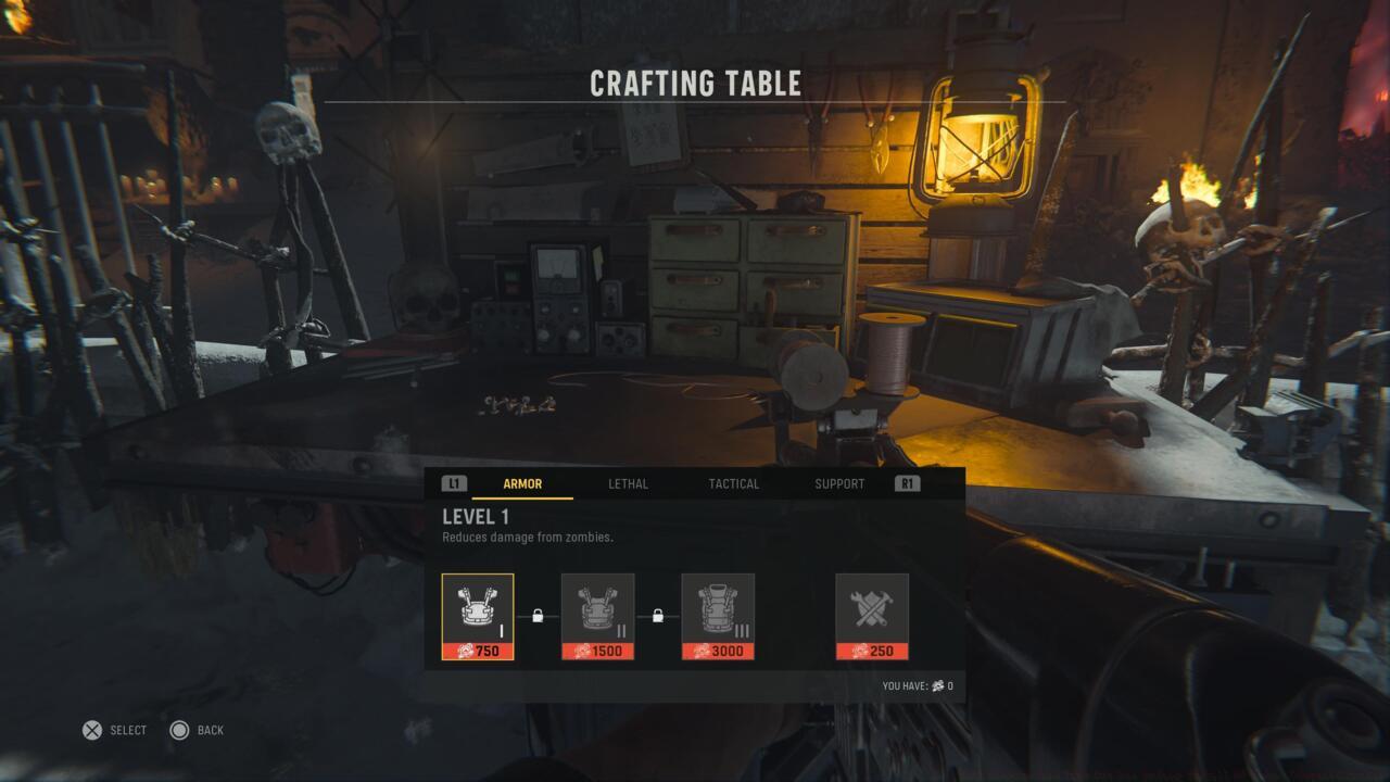 Crafting Table armor system