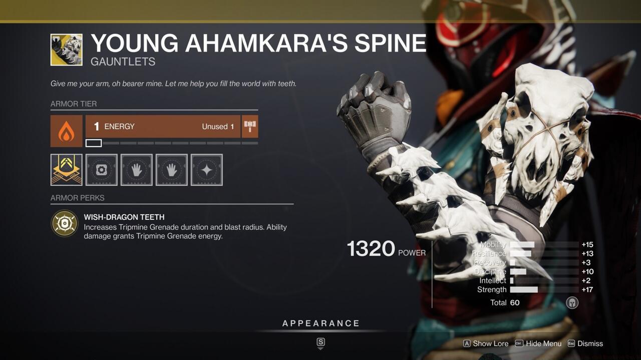 Your Tripmine grenades get a serious lethality boost with Young Ahamkara's Spine.