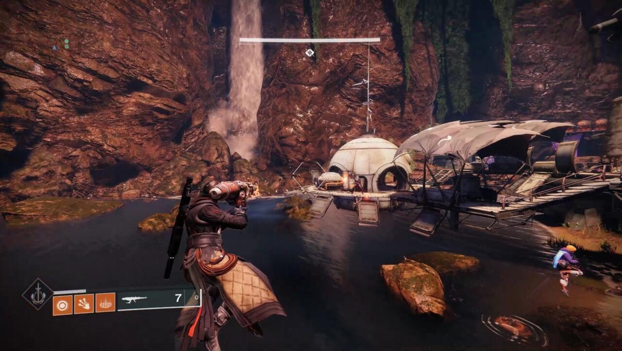 The waterfalls along the back wall of the Sunken Lair mark where you'll find the last Reaver Vandal.