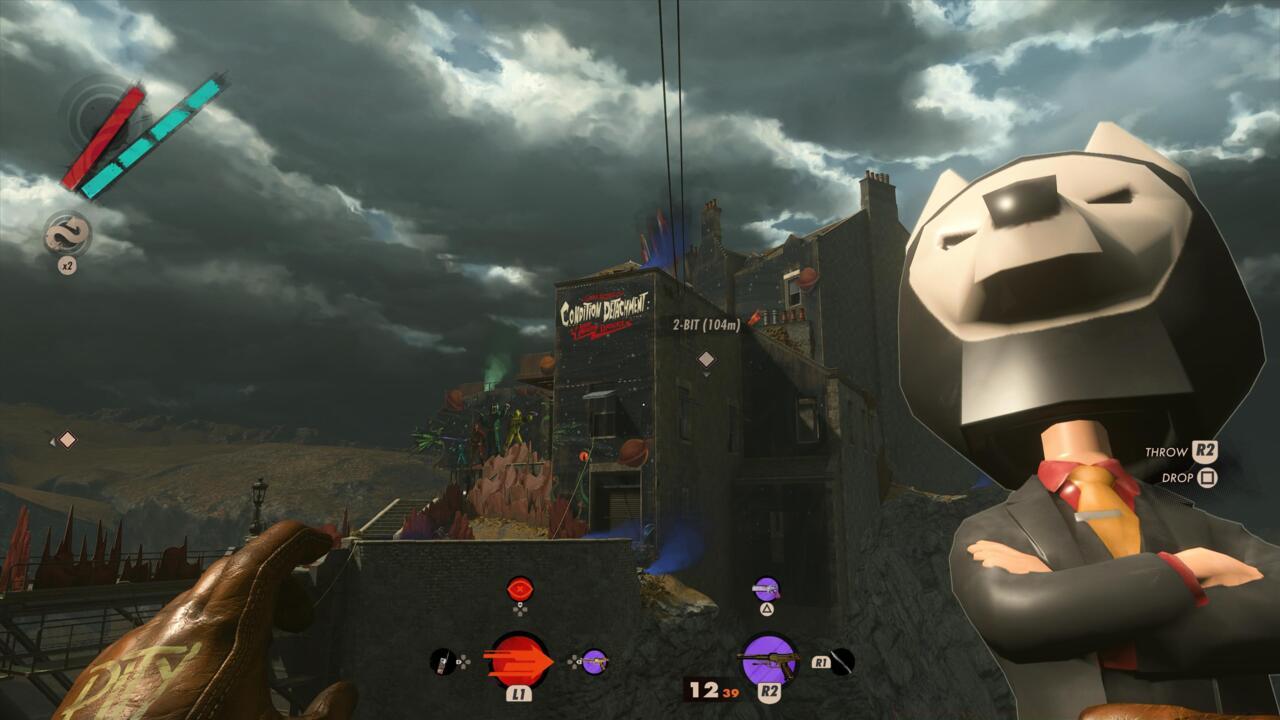 Once you get the (annoying) statue, carry it to 2-BIT inside the LARP setting.