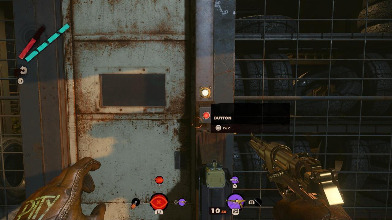 You can scale this wall with the right build. Otherwise, use the battery to walk through the door.