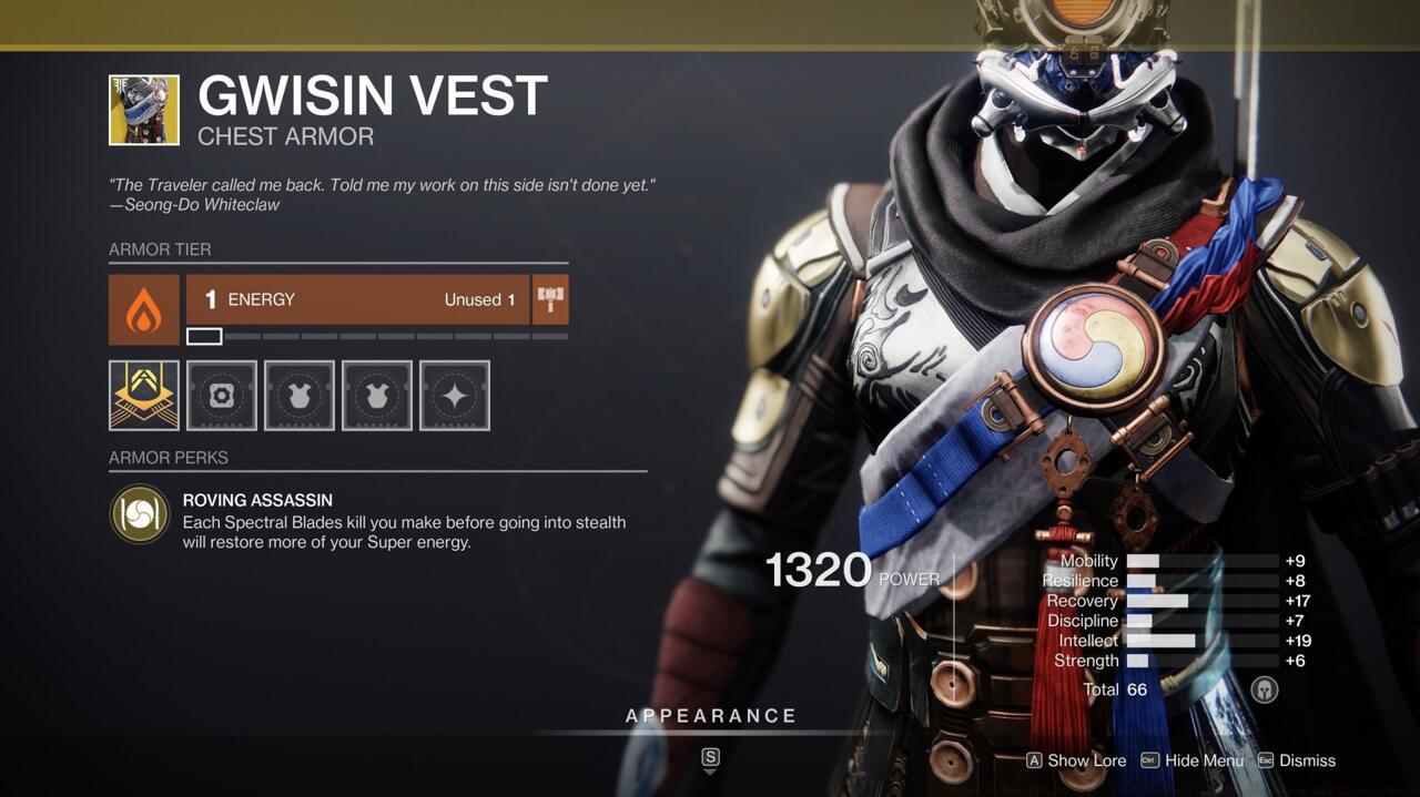 If you're looking to get the most out of your Spectral Blades Super as a Hunter, Gwisin Vest is the Exotic you want.