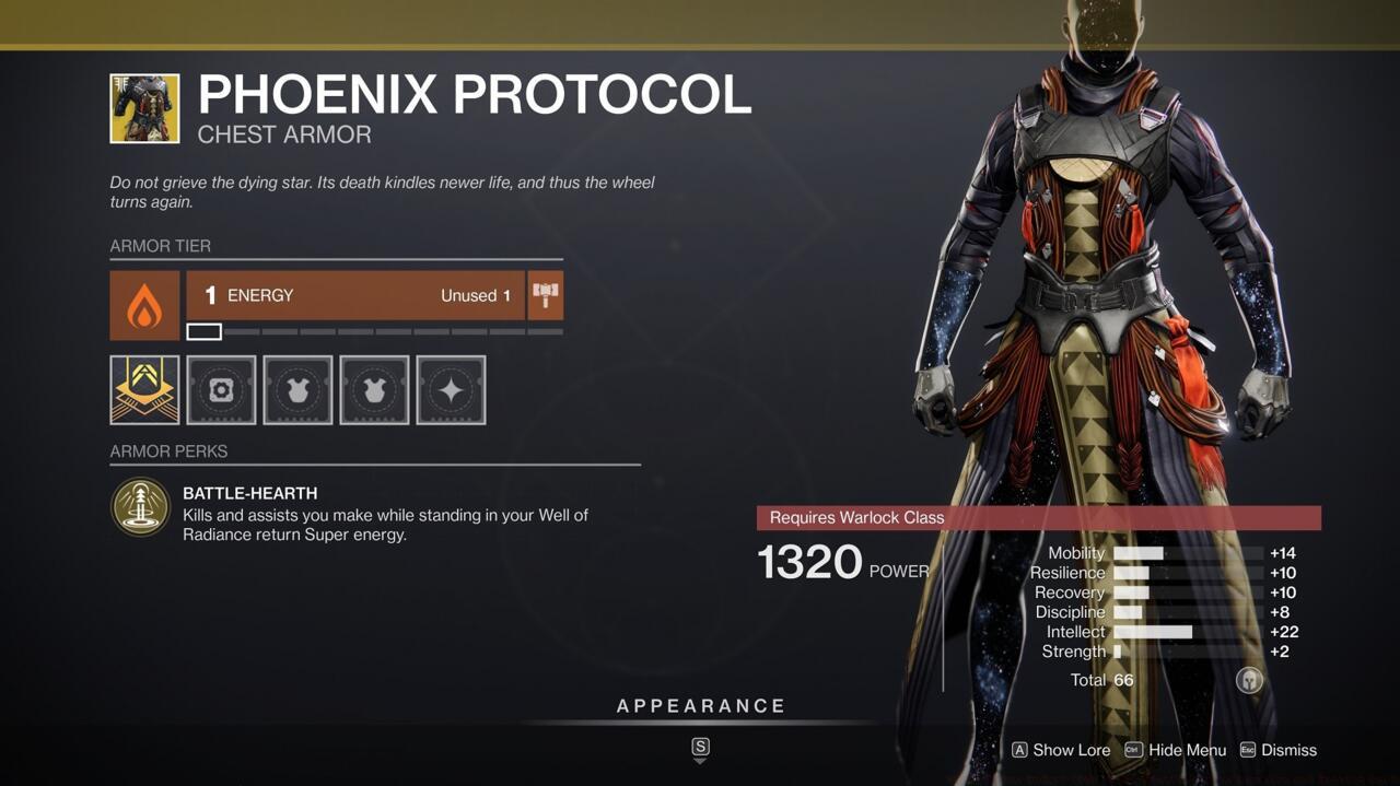Phoenix Protocol is a great go-to for Warlocks, especially for high-level PvE content.