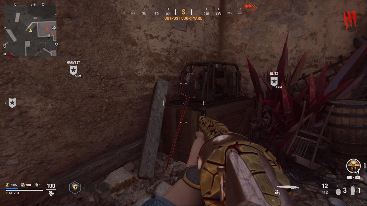 Outpost Courtyard shovel location