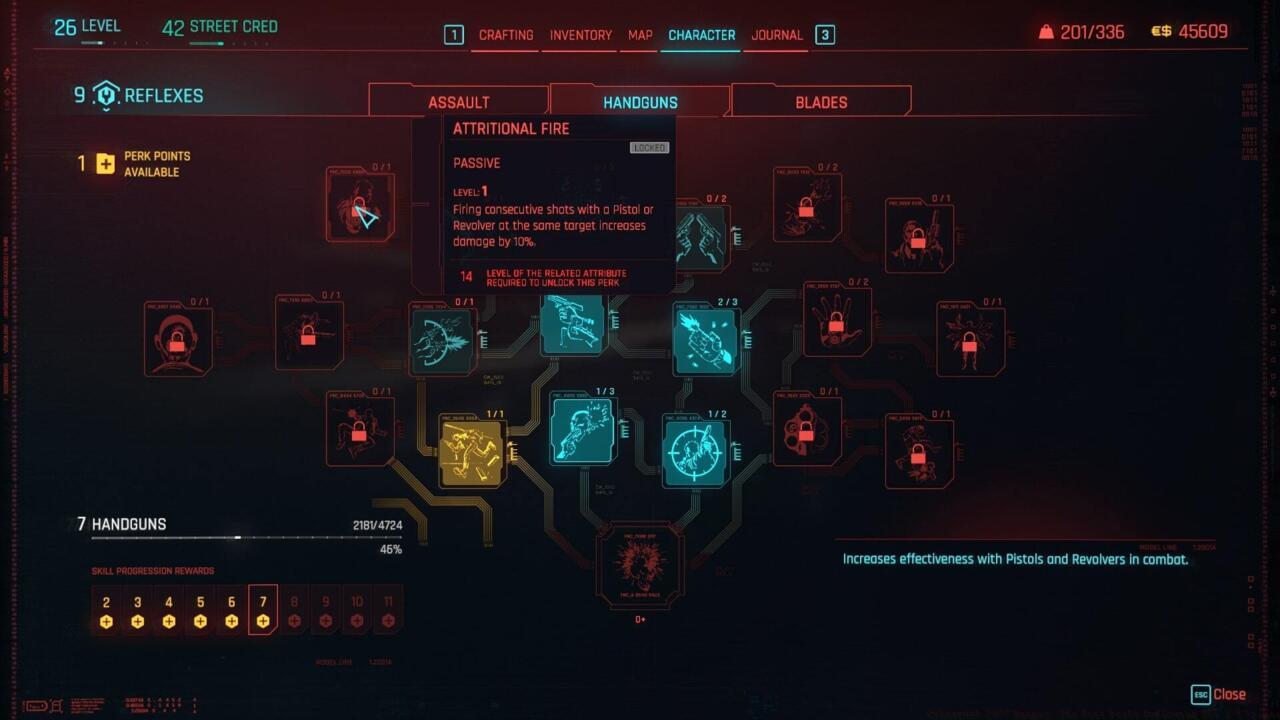 Reflexes perks focus on dealing more damage with rifles, SMGs, pistols, revolvers, and swords.