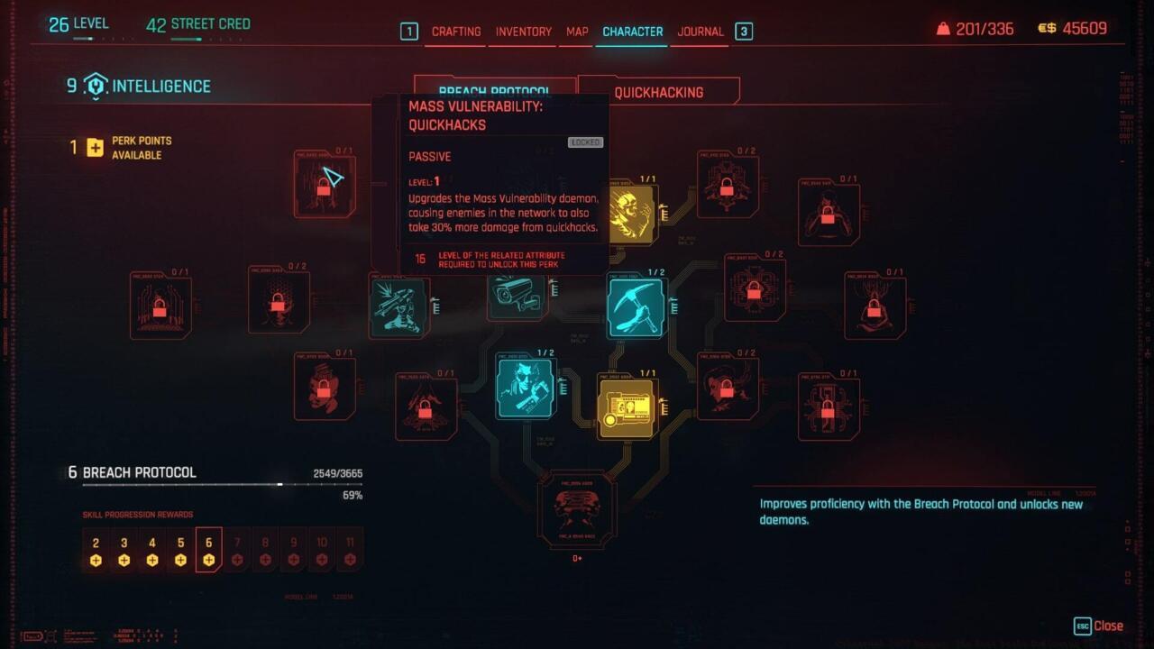 The Breach Protocol tree lets you upgrade some basic quickhacks into essential tools.
