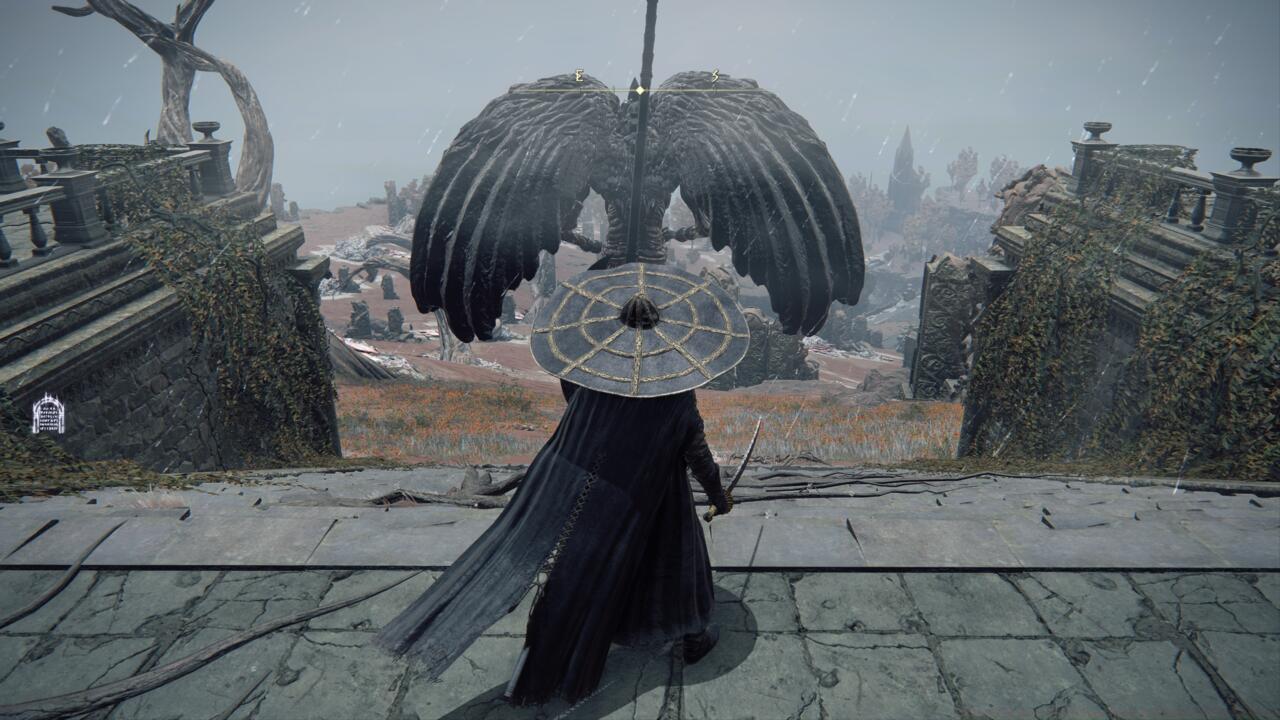 After taking the warp gate this is where you spawn in, with the Site of Grace behind you.