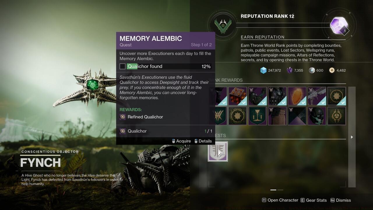 You'll get approximately 12% progress for each Qualichor you get from each Executioner or Inquisitor chest, so you'll need to open eight chests in total.