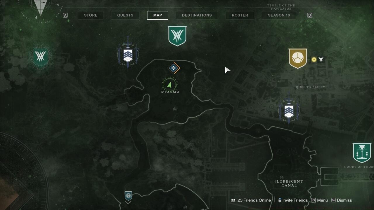 You're headed to the middle of the Miasma, but you'll need to look up to spot the moth.