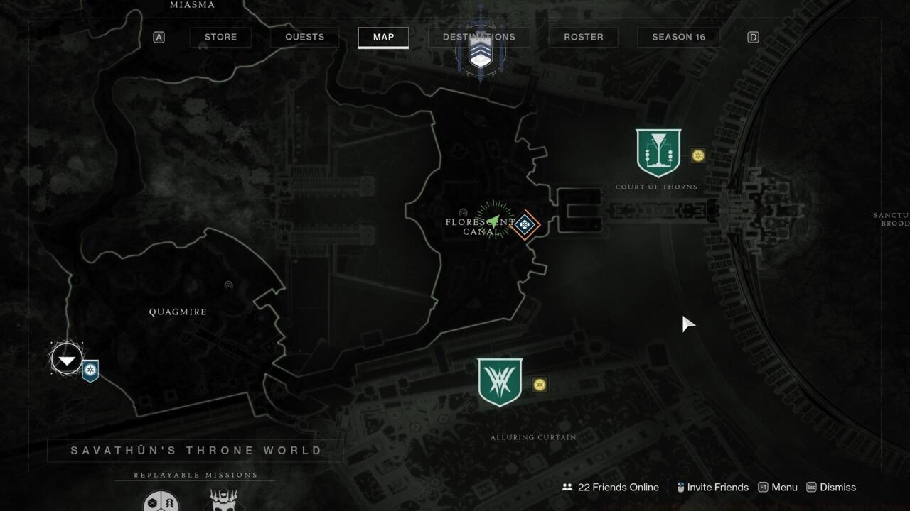 Head to the center of the Fluorescent Canal, near the exit toward the Court of Thorns.