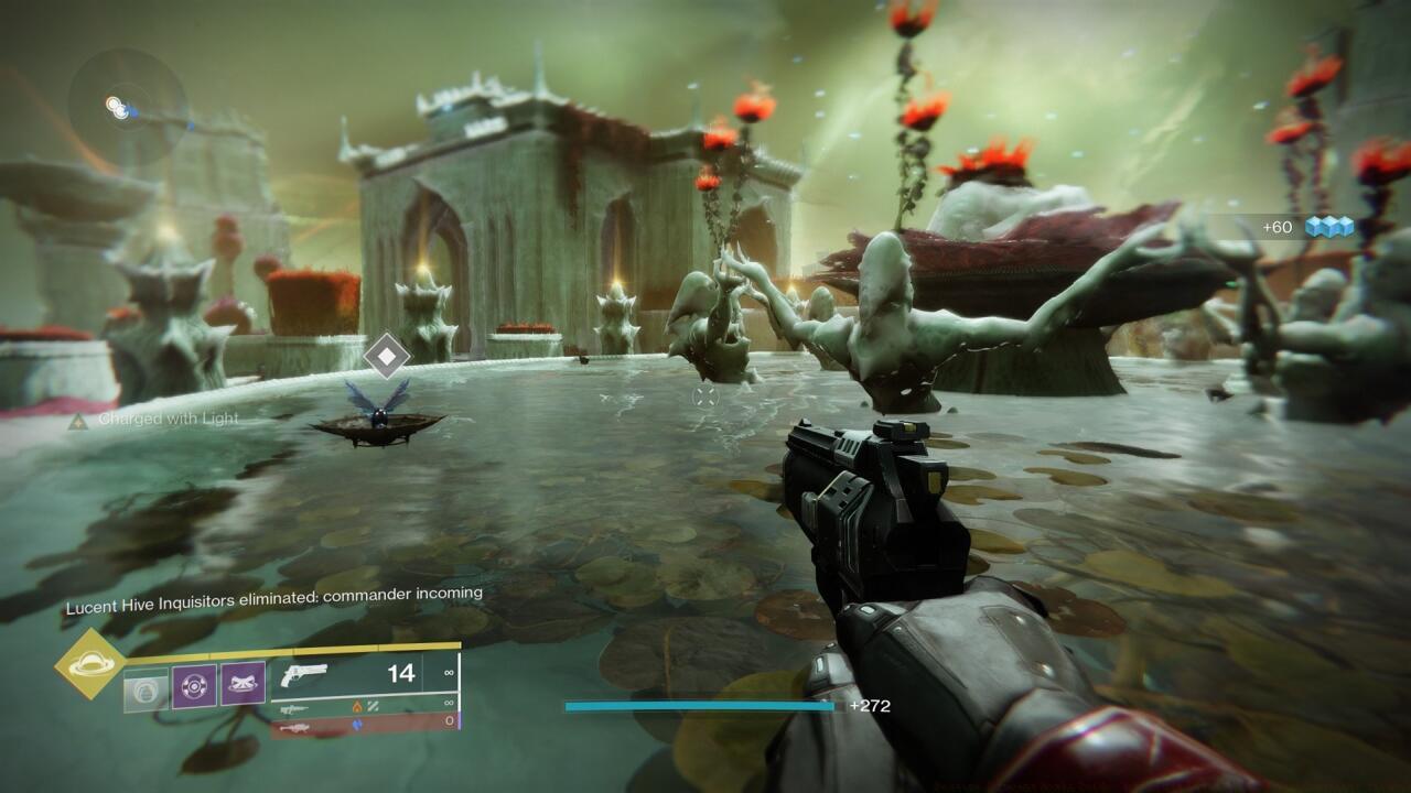 Watch for the moth floating around in circles in the fountain.