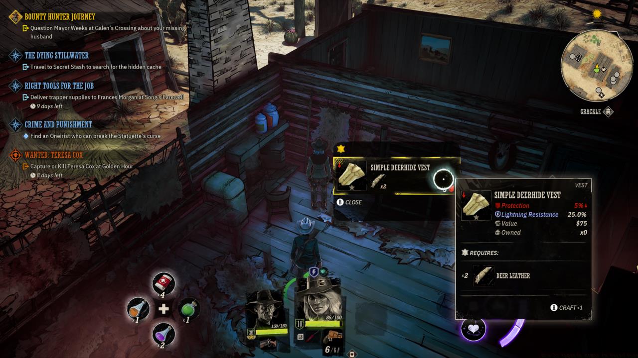 Different animal pelts grant you different vests with their own stats and perks.