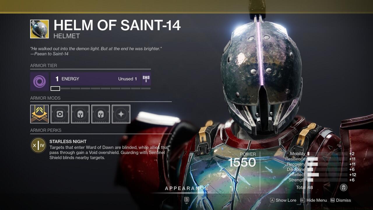 Ward of Dawn gets a little more effective against enemies with the Helm of Saint-14.