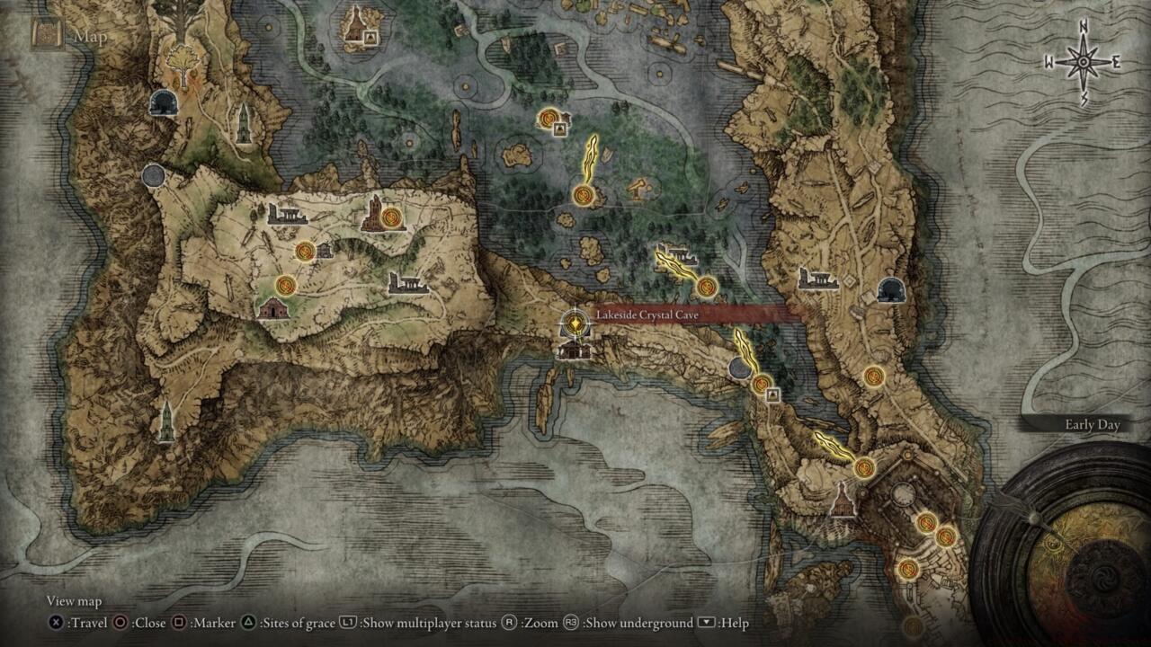 You'll find the cave's entrance on a cliff face on the lake.