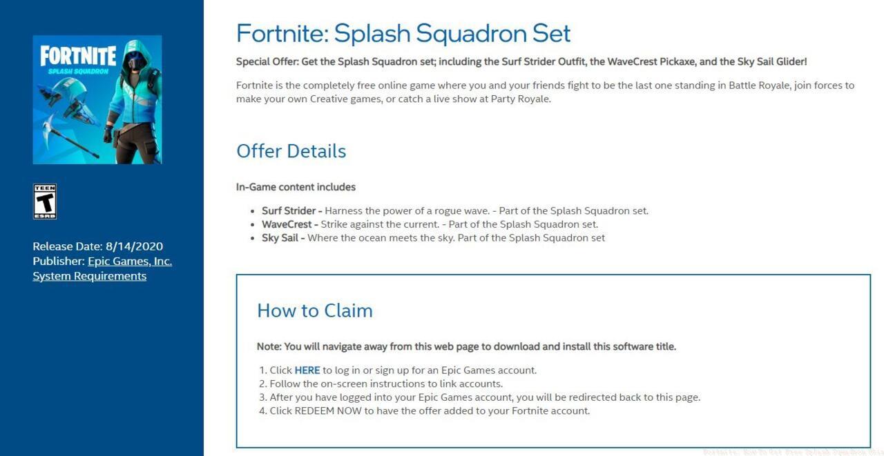 The Splash Squadron set won't cost you a single V-Buck.