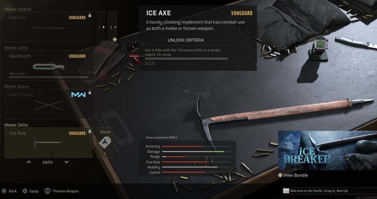 Warzone unlock challenge for the Ice Axe