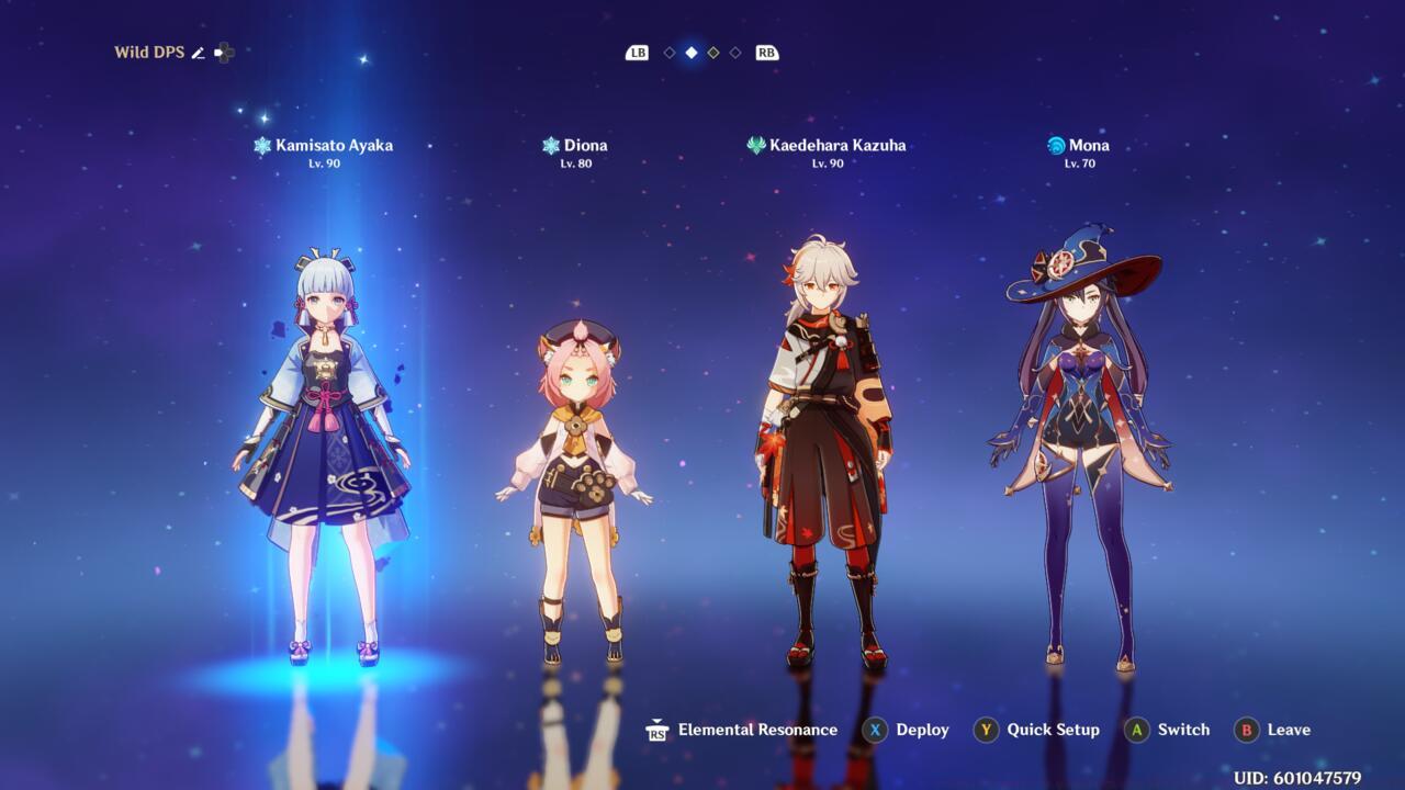 Kazuha in a freeze team