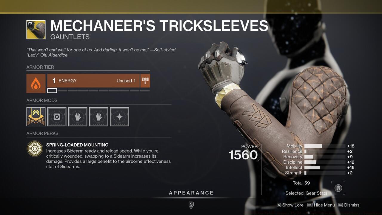 Boost your sidearms with Mechaneer's Tricksleeves.