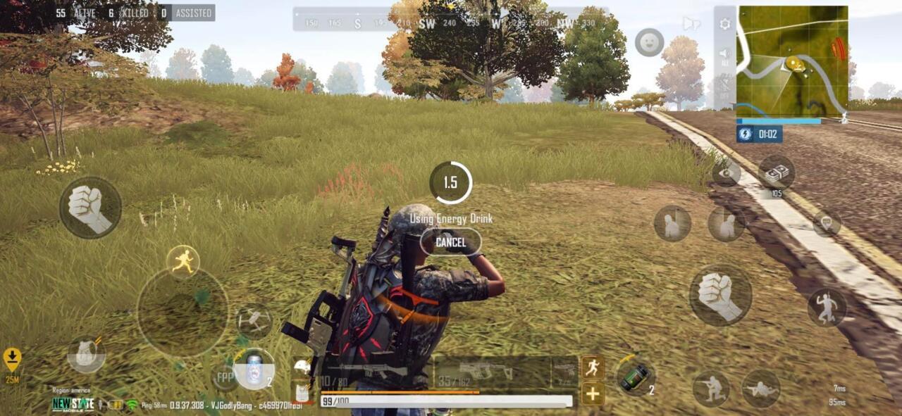 You can move slowly while consuming an energy drink.  