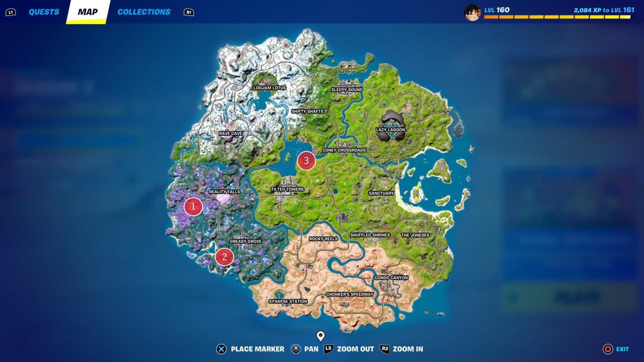 Land at 1 or 2, then make your way to 3.