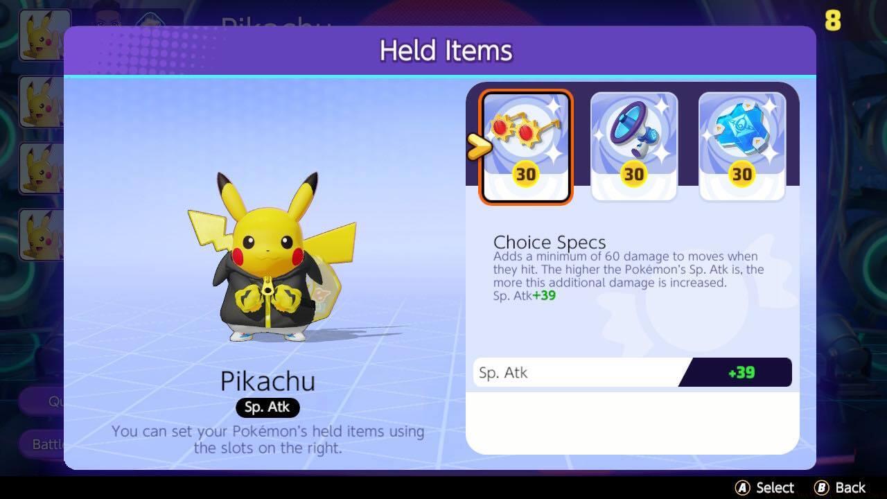 Pikachu is ready to tumble with Choice Specs, Energy Amplifier, and Buddy Barrier.