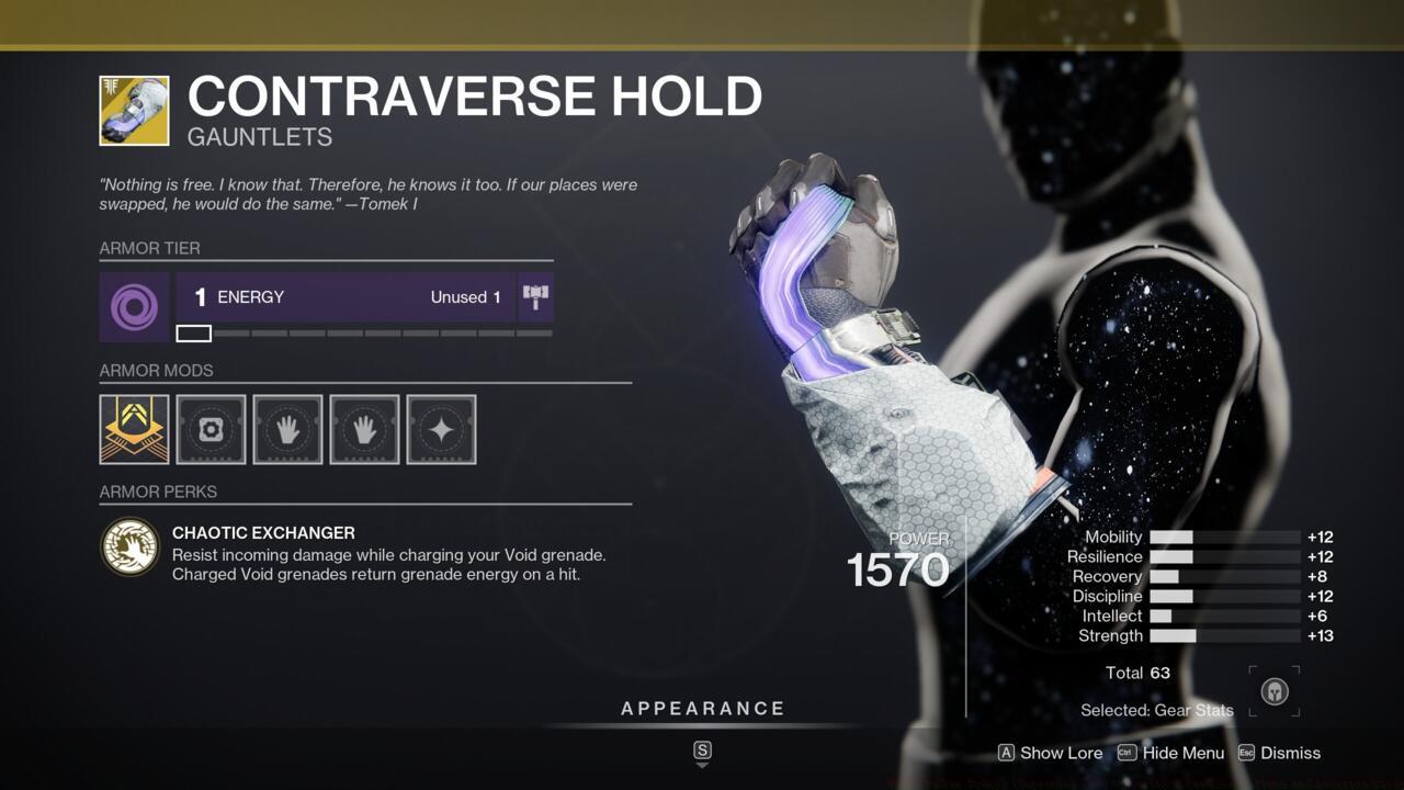 If you're a Warlock who loves charged-up grenades, Contraverse Hold can make it tougher for other Guardians to kill you before you kill them.