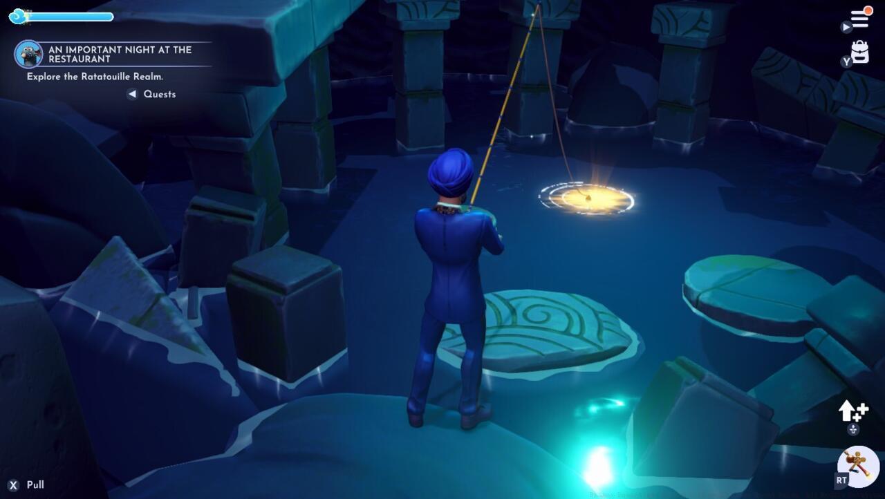 By fishing the sole golden ripple at the bottom of the cave, there will be a treasure to discover.