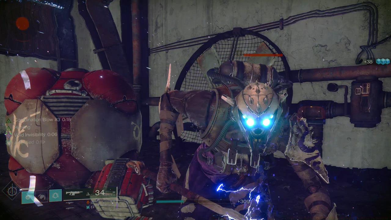 This Fallen enemy is about to be reduced to sparkly atoms.