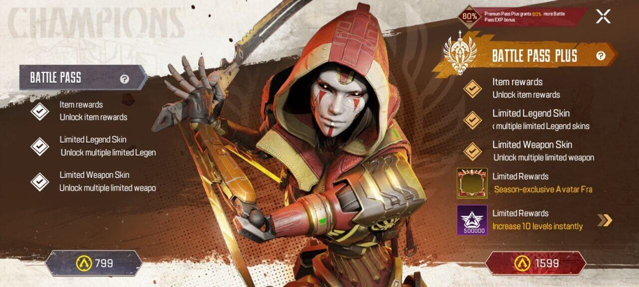 The premium version Champions battle pass comes in two forms.