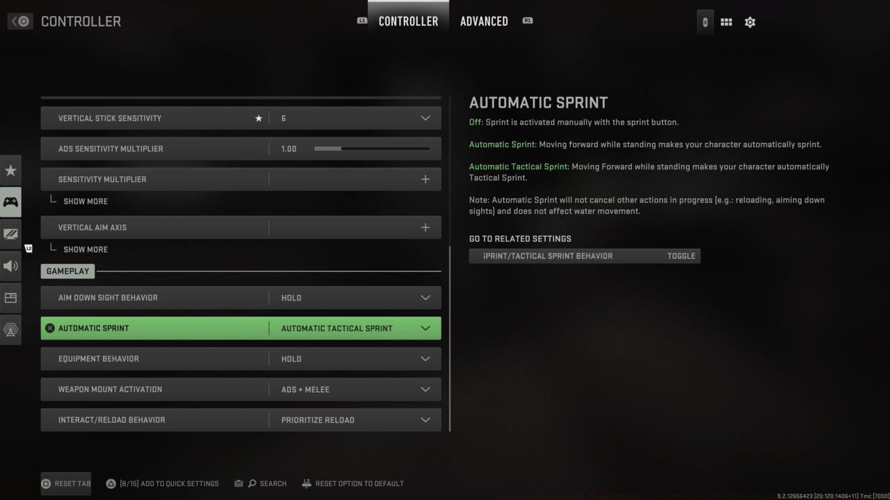 MW2 controller settings