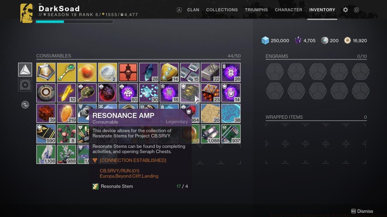 After combining all four Resonate Stems, read the Resonance Amp description for your puzzle cue.