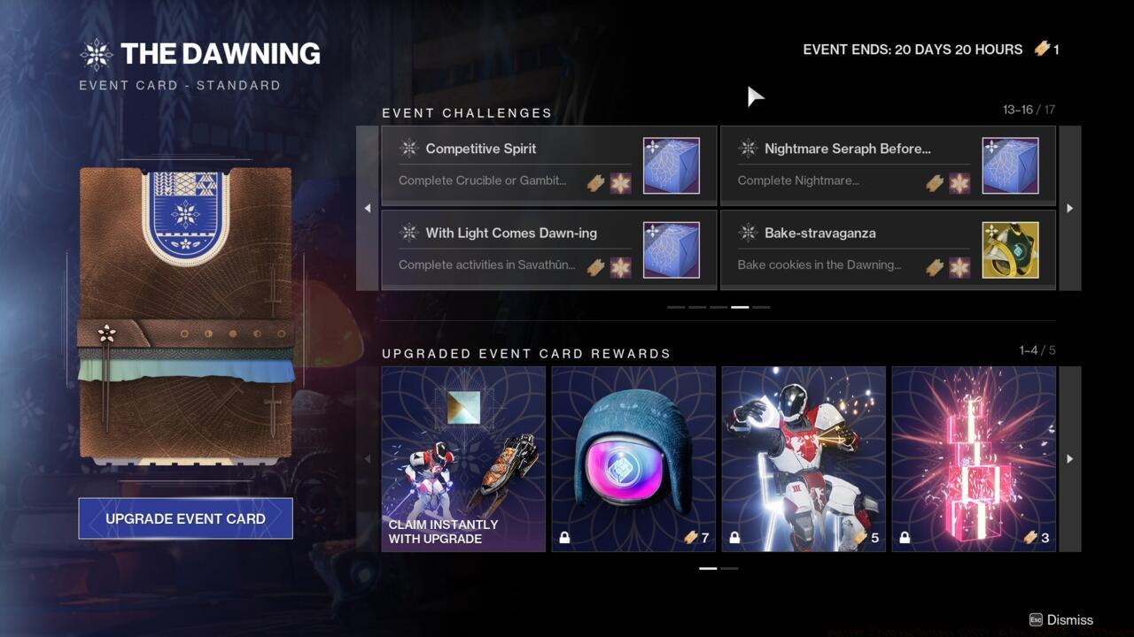 There are additional rewards if you upgrade your Dawning 2022 event card, but it will cost you 1,000 Silver.