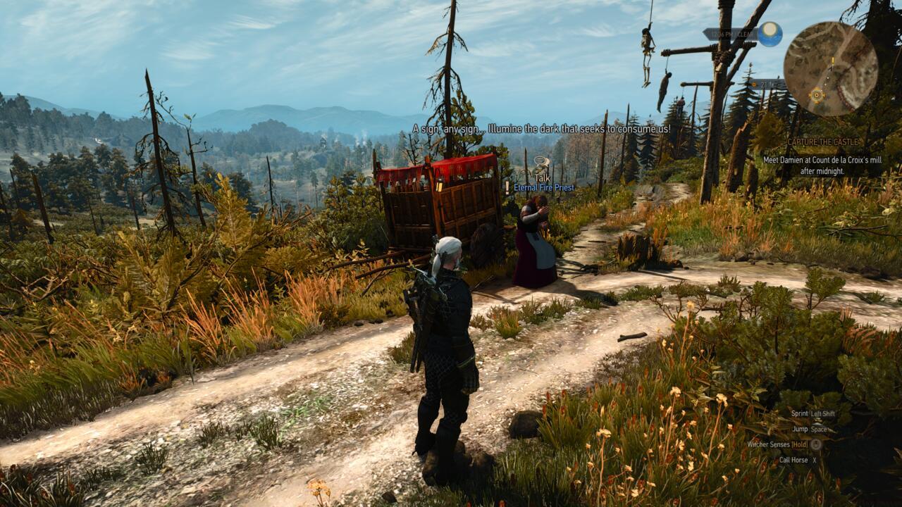 Speak to the priest to continue.