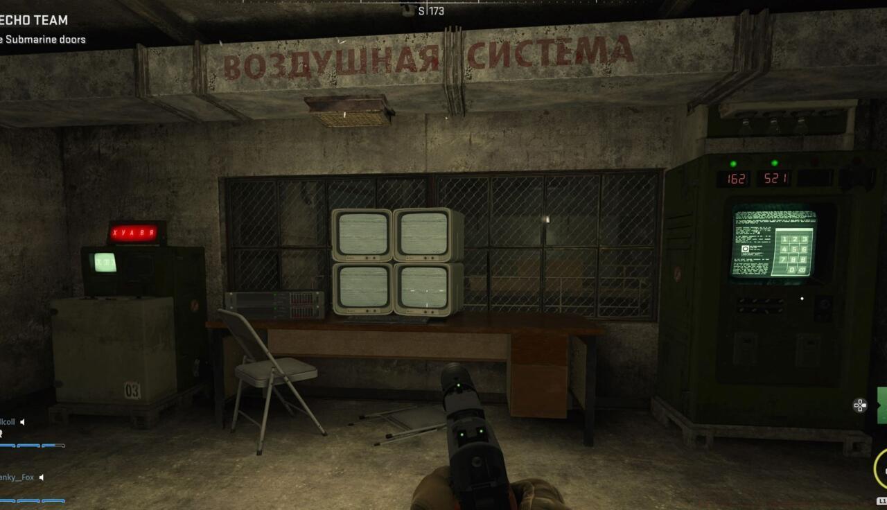 Main room with code box and input machine