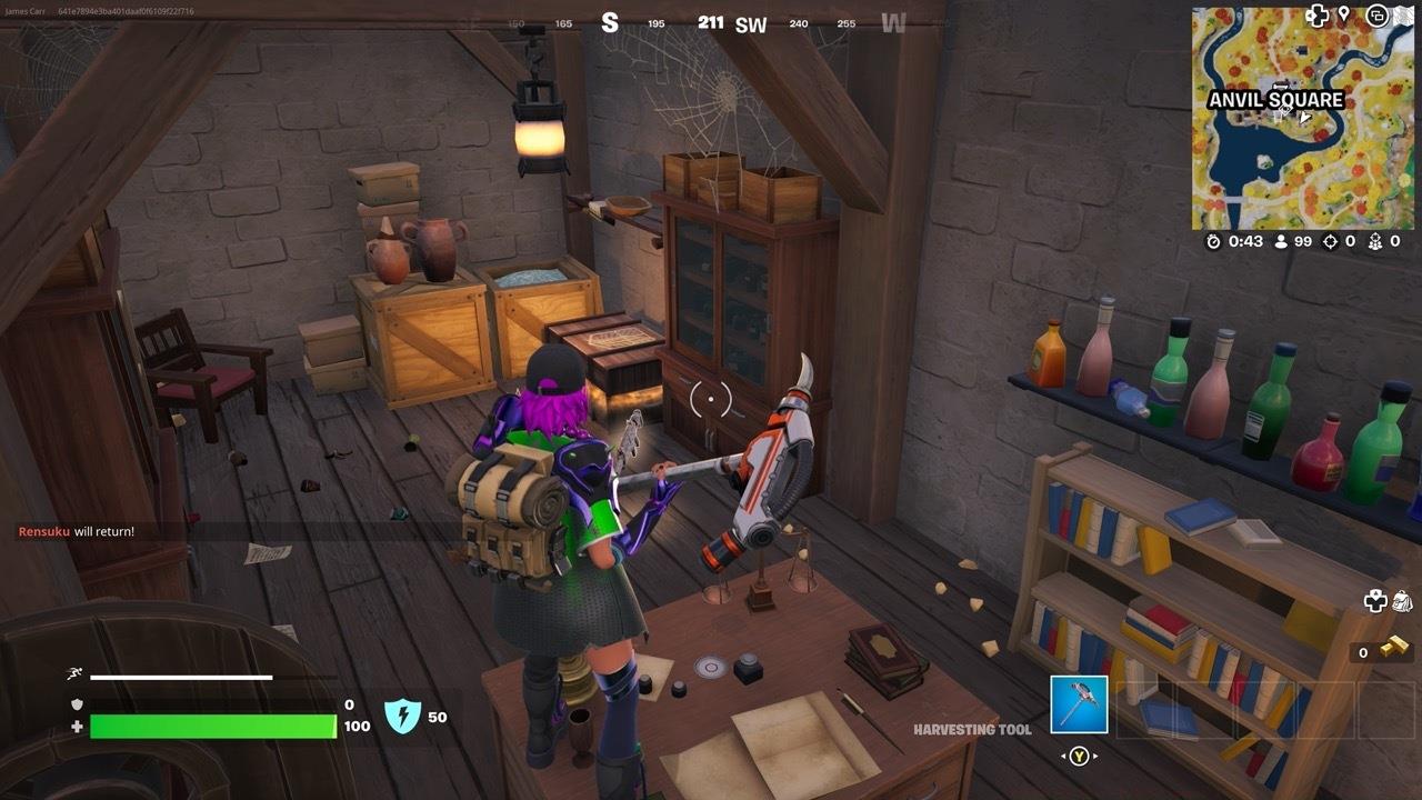 Inside the basement you can find a few chests, as well as some nods to the Attack On Titan anime.